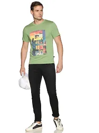 Stunning Green Cotton Blend Printed Round Neck Tees For Men-thumb4