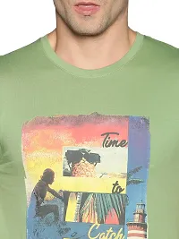 Stunning Green Cotton Blend Printed Round Neck Tees For Men-thumb3