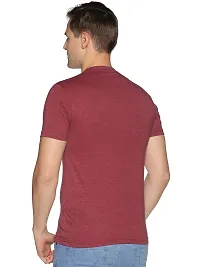 Stunning Maroon Cotton Blend Solid Henley Tees For Men-thumb1