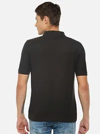 Stunning Black Cotton Blend Solid Polos For Men-thumb1