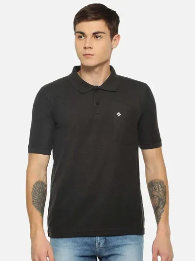 Stunning Blend Solid Polos For Men