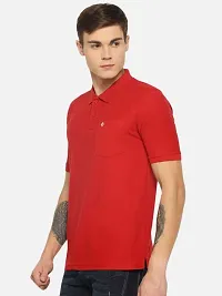 Stunning Red Cotton Blend Solid Polos For Men-thumb2