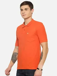 Stunning Orange Cotton Blend Solid Polos For Men-thumb2