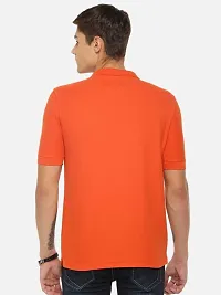 Stunning Orange Cotton Blend Solid Polos For Men-thumb1