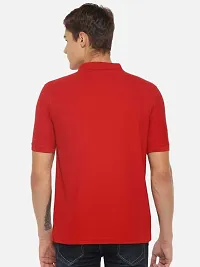 Stunning Red Cotton Blend Solid Polos For Men-thumb1