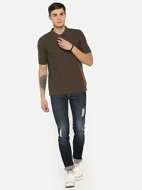 Stunning Brown Cotton Blend Solid Polos For Men-thumb4