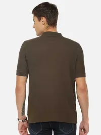 Stunning Brown Cotton Blend Solid Polos For Men-thumb1