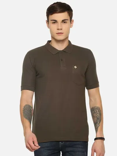 Men's Cotton Blend Solid Polo T Shirt