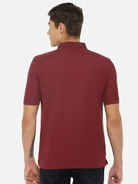 Stunning Maroon Cotton Blend Solid Polos For Men-thumb1