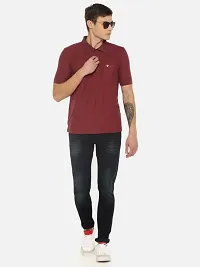 Stunning Maroon Cotton Blend Solid Polos For Men-thumb4