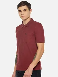 Stunning Maroon Cotton Blend Solid Polos For Men-thumb2