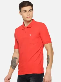 Stunning Red Cotton Blend Solid Polos For Men-thumb2