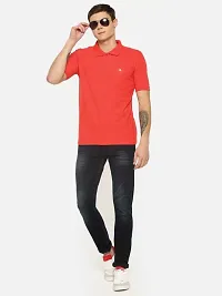 Stunning Red Cotton Blend Solid Polos For Men-thumb4