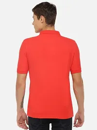 Stunning Red Cotton Blend Solid Polos For Men-thumb1