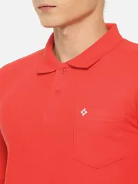 Stunning Red Cotton Blend Solid Polos For Men-thumb3