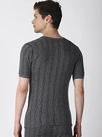 Stylish Grey Cotton Blend Solid Round Neck Thermal Tops For Men-thumb1