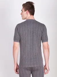 Stylish Grey Cotton Blend Solid V-neck Thermal Tops For Men-thumb1