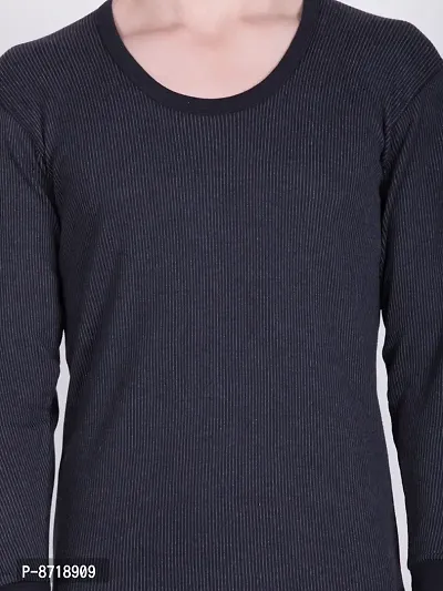 Stylish Black Cotton Blend Solid Round Neck Thermal Set For Men-thumb5
