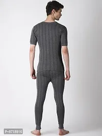 Stylish Grey Cotton Blend Solid Round Neck Thermal Set For Men-thumb3