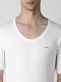 Stylish Off White Cotton Blend Solid Round Neck Thermal Set For Men-thumb2