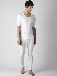 Stylish Off White Cotton Blend Solid Round Neck Thermal Set For Men-thumb4
