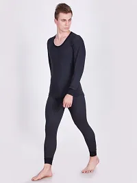 Stylish Black Cotton Blend Solid  Thermal Bottoms For Men-thumb4