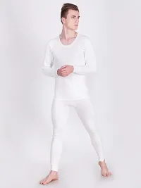 Stylish Off White Cotton Blend Solid  Thermal Bottoms For Men-thumb4