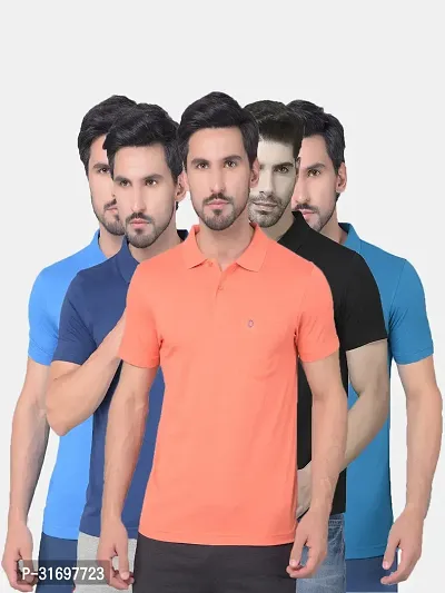 Reliable Multicoloured Cotton Blend Solid T-Shirt For Men Pack Of 5