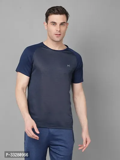 Stylish Polyester Solid Sports Tee For Men-thumb0