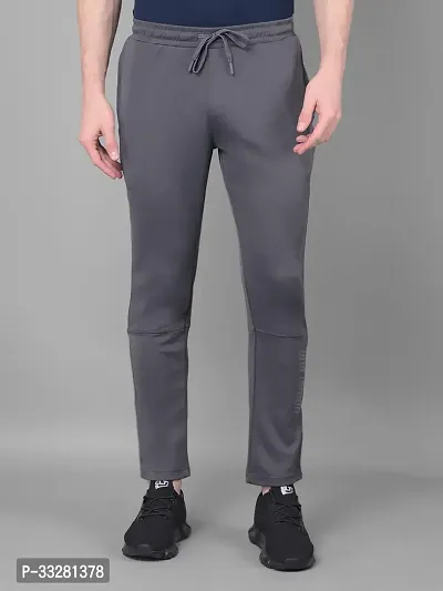 Stylish Grey Polyester Regular Track Pants For Men-thumb0