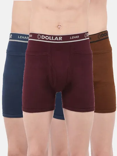 Stylish Solid Interlock Pocket Trunks For Men-Pack Of 3