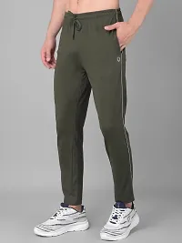 Comfortable Olive Cotton Blend Regular Track Pants For Men-thumb2