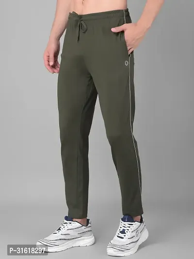 Comfortable Olive Cotton Blend Regular Track Pants For Men-thumb3