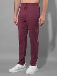 Comfortable Maroon Cotton Blend Regular Track Pants For Men-thumb2