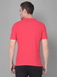 Stylish Pink Cotton Solid Short Sleeves Polos For Men-thumb1