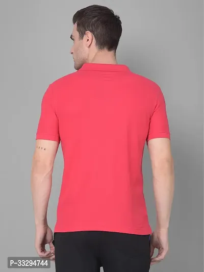 Stylish Pink Cotton Solid Short Sleeves Polos For Men-thumb2