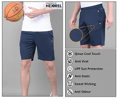 Stylish Blue Polyester Solid Regular Fit Sports Shorts For Men-thumb4