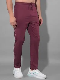 Comfortable Maroon Cotton Blend Regular Track Pants For Men-thumb3