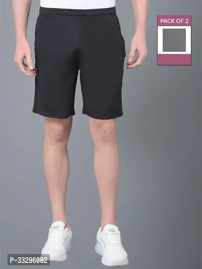 Stylish Multicoloured Polyester Solid Regular Fit Sports Shorts For Men Pack Of 2