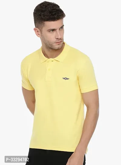 Stylish Yellow Cotton Solid Short Sleeves Polos For Men-thumb0