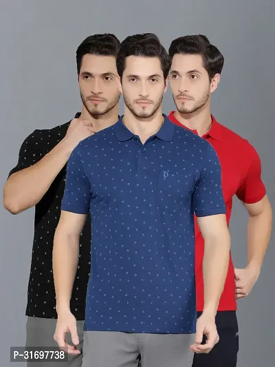 Reliable Multicoloured Cotton Blend Printed T-Shirt For Men Pack Of 3