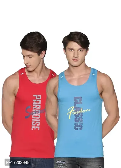 Dollar Men Cotton Casual Assorted Printed Tank Top Vest (Pack of 2)-thumb0
