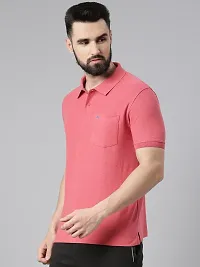 Stylish Red Cotton Solid Short Sleeves Polos For Men-thumb2