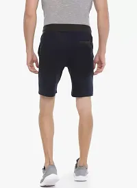 Stylish Cotton Navy Blue Regular Fit 3/4th Shorts For Men-thumb1