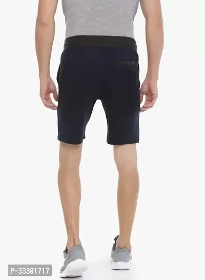 Stylish Cotton Navy Blue Regular Fit 3/4th Shorts For Men-thumb2