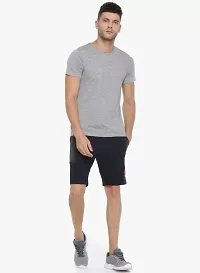 Stylish Cotton Navy Blue Regular Fit 3/4th Shorts For Men-thumb2