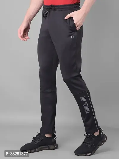 Stylish Black Polyester Regular Track Pants For Men-thumb2