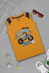 Stylish Yellow Cotton Printed T-Shirt For Boys-thumb1