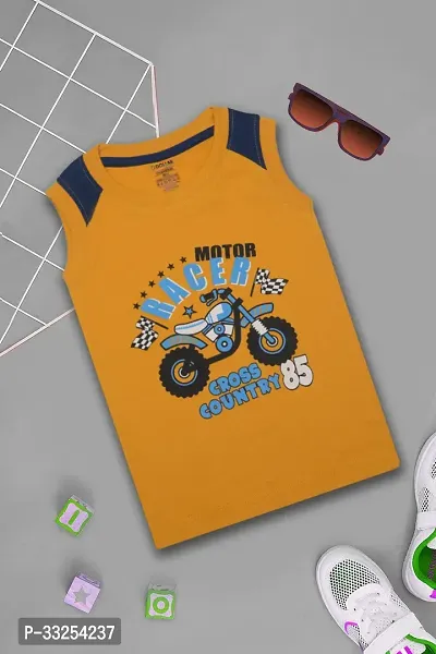 Stylish Yellow Cotton Printed T-Shirt For Boys-thumb2