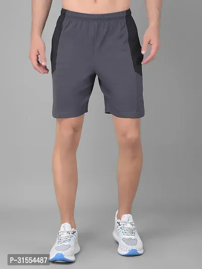 Comfortable Grey Cotton Blend Regular Shorts For Men